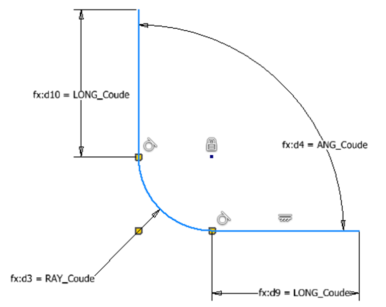 Dessin de l’Esquisse / application des Paramètres inventor